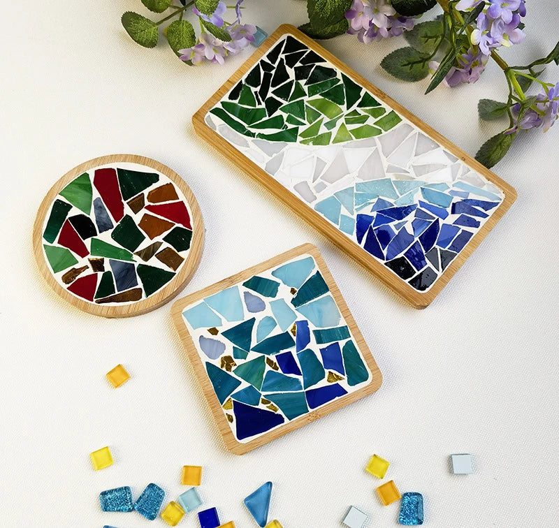 DIY Mosaic Bamboo Coaster Heart/Square Parent-Child Craft