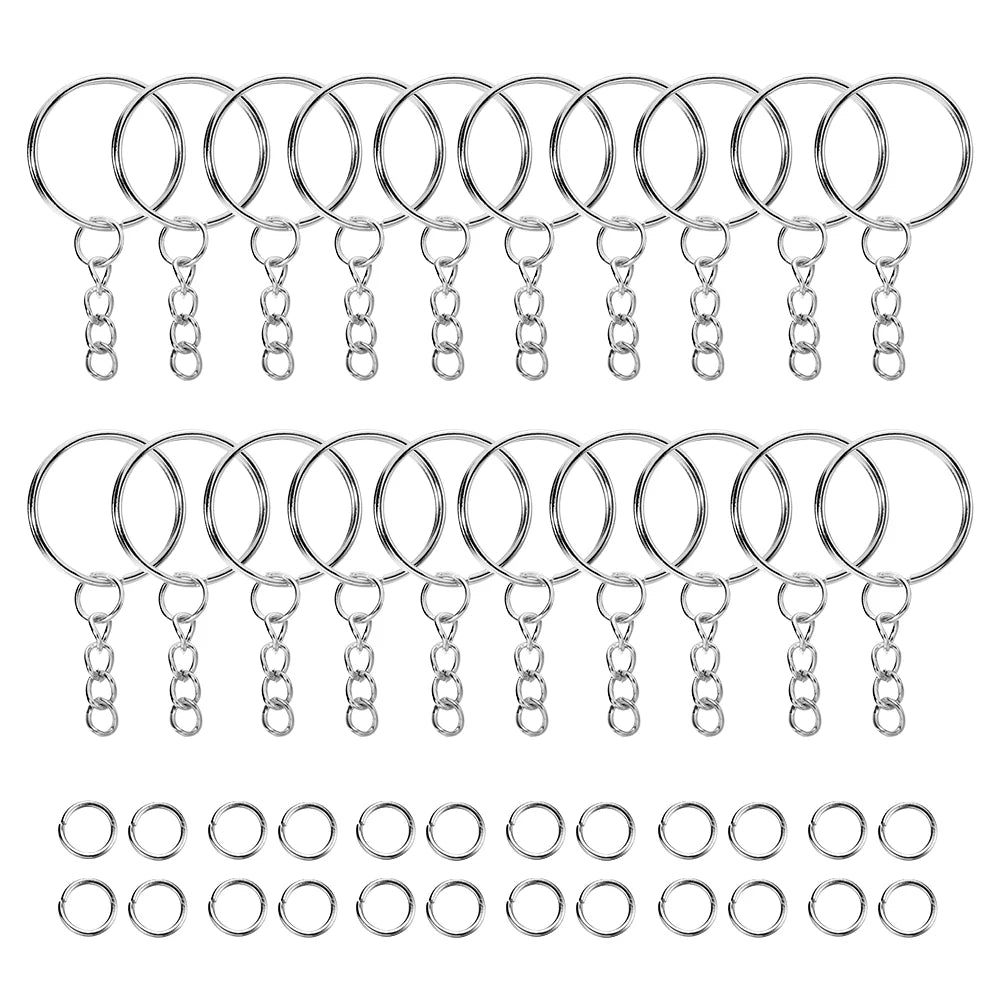 100-Pack 25mm Key Rings & 8mm Jump Rings for DIY Keychains