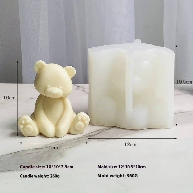 3D Bear Silicone Candle Mold DIY Soap Ice Cube Baking Birthday Gift