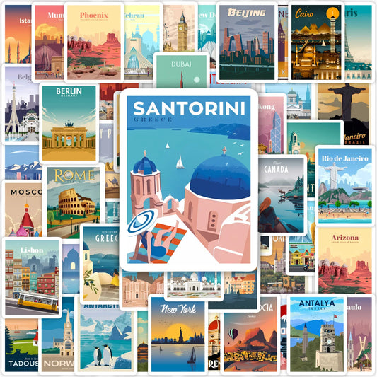 World Famous City Stickers Architecture Travel Waterproof