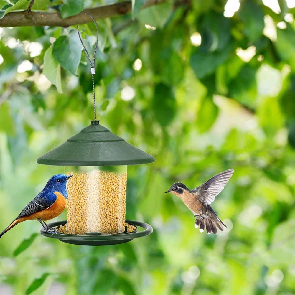 Hanging Wild Bird Feeder, Automatic Food Dispenser with Multiple Holes