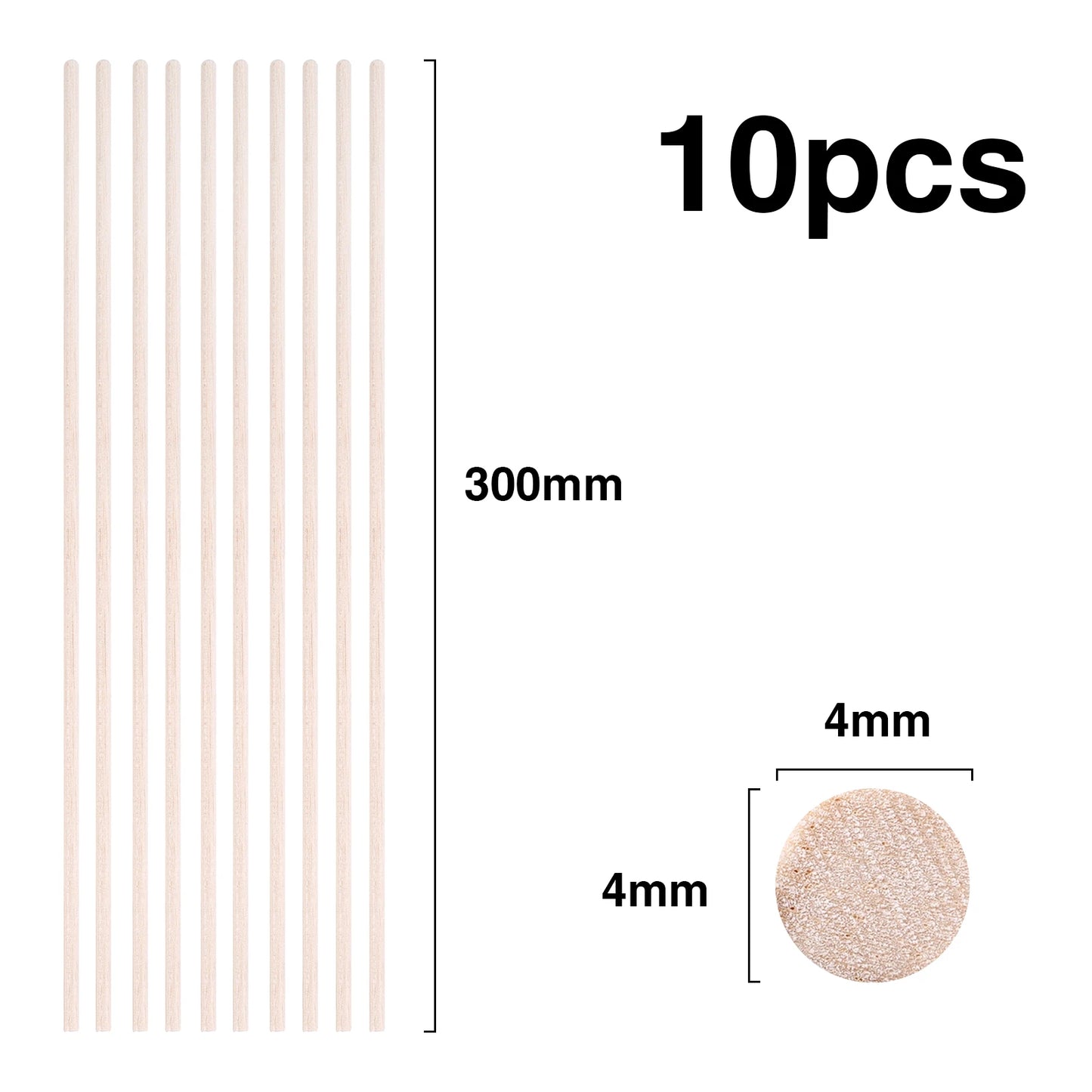 Balsa Wood Round Sticks – 3–30 pcs/Lot, 3–12mm Diameter, 10–50cm Length for Model Building