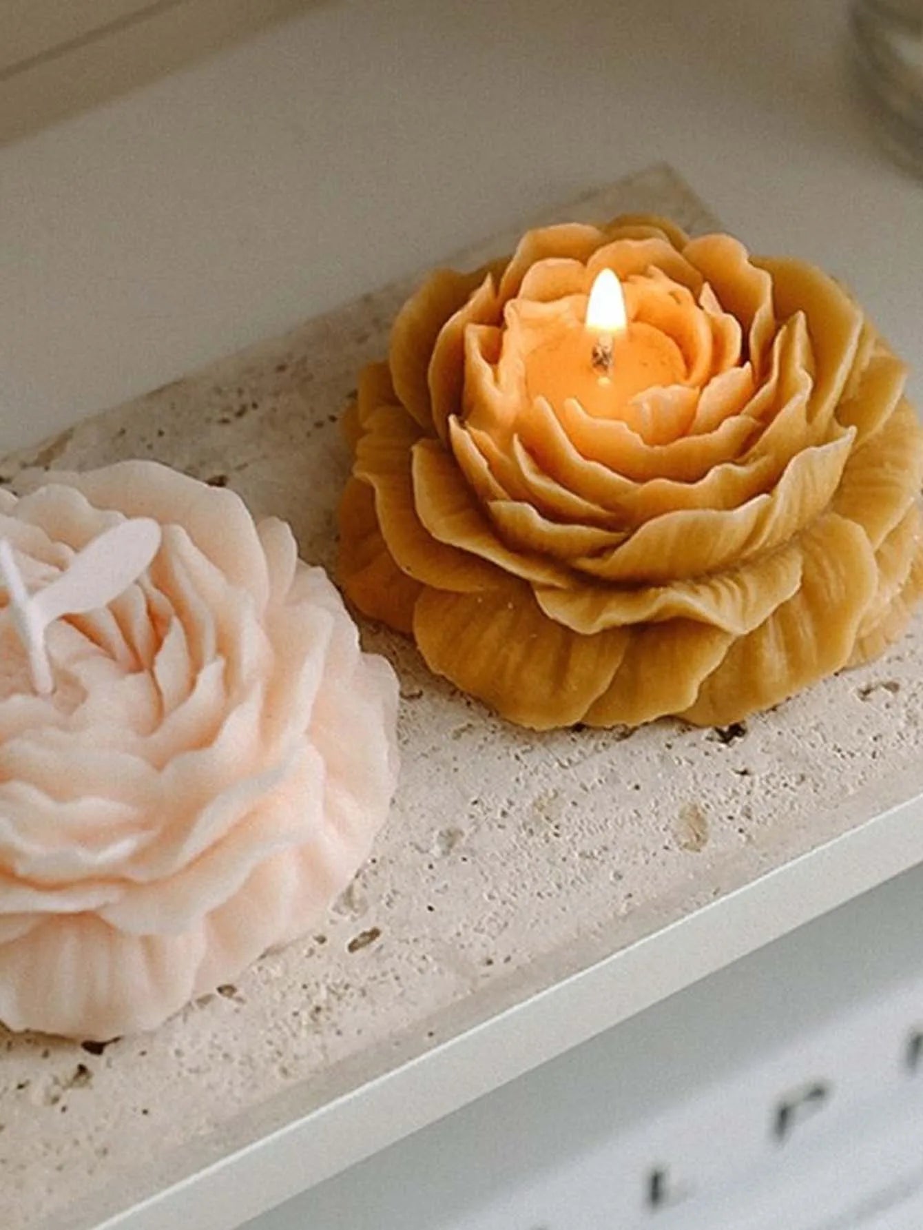 1Pc 3D Peony Flower Candle Silicone Mold Beeswax Soap Mother’s Day