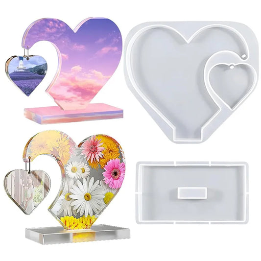 DIY Love Heart Silicone Mold for Crystal Epoxy Resin – Picture Frame & Pedestal