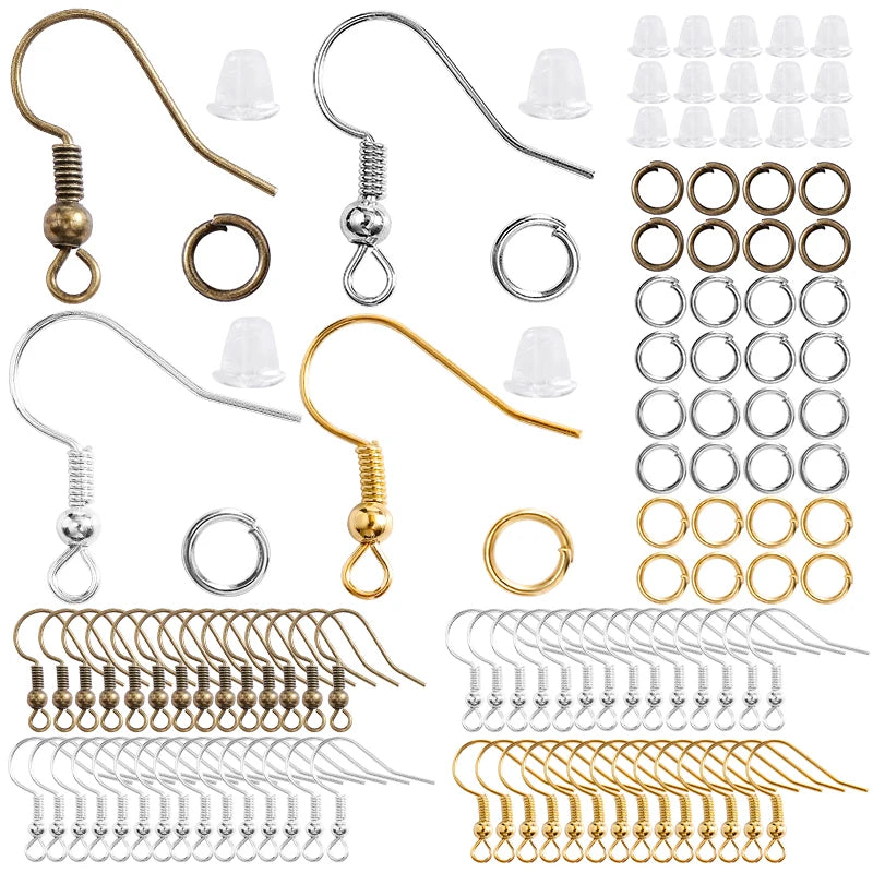 300-Pack Hypoallergenic Earring Hooks, Jump Rings & Rubber Backs