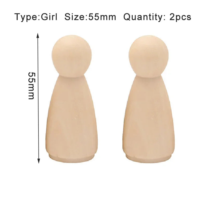 Wooden Peg Dolls – 2/5/10 pcs Unfinished for DIY Painting & Art Craft Decoration