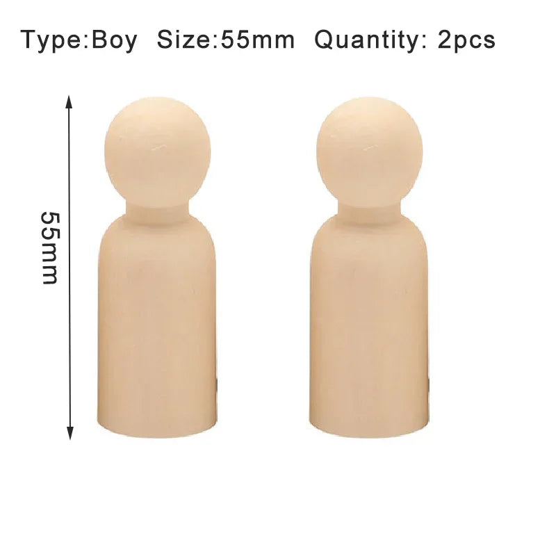 Wooden Peg Dolls – 2/5/10 pcs Unfinished for DIY Painting & Art Craft Decoration