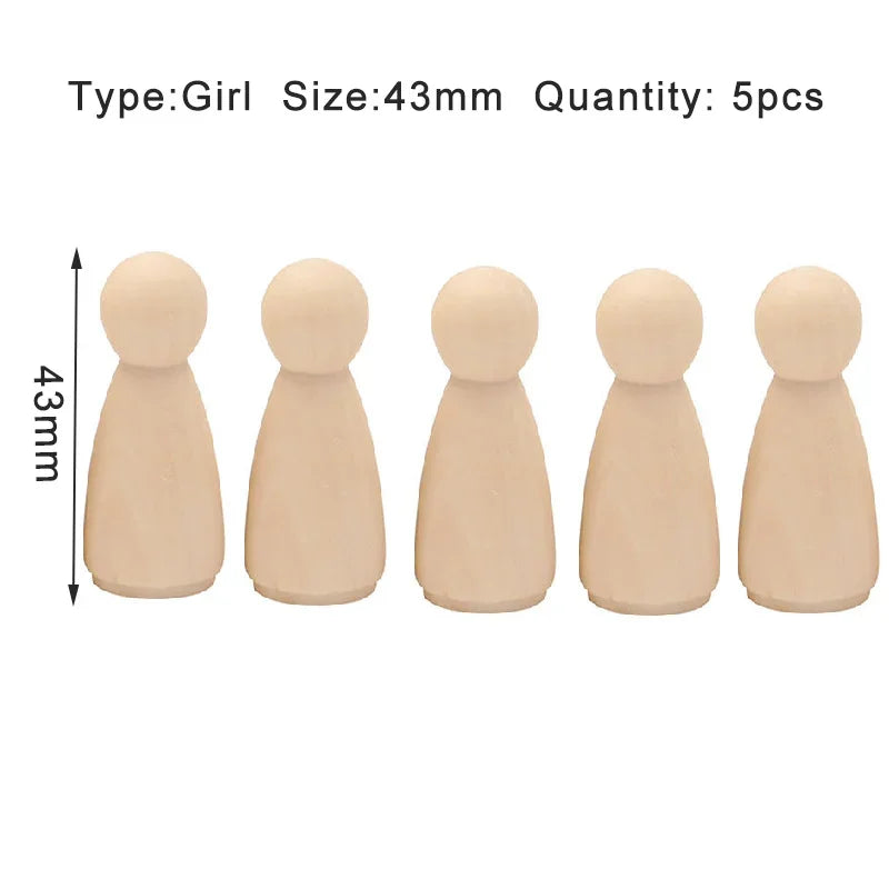 Wooden Peg Dolls – 2/5/10 pcs Unfinished for DIY Painting & Art Craft Decoration