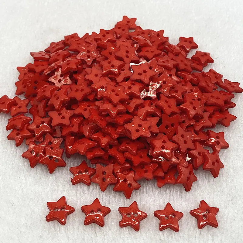 Five‑Pointed Star Resin Buttons – 12/15/20mm, Two‑Eye, Multicolor for Sewing & Scrapbooking