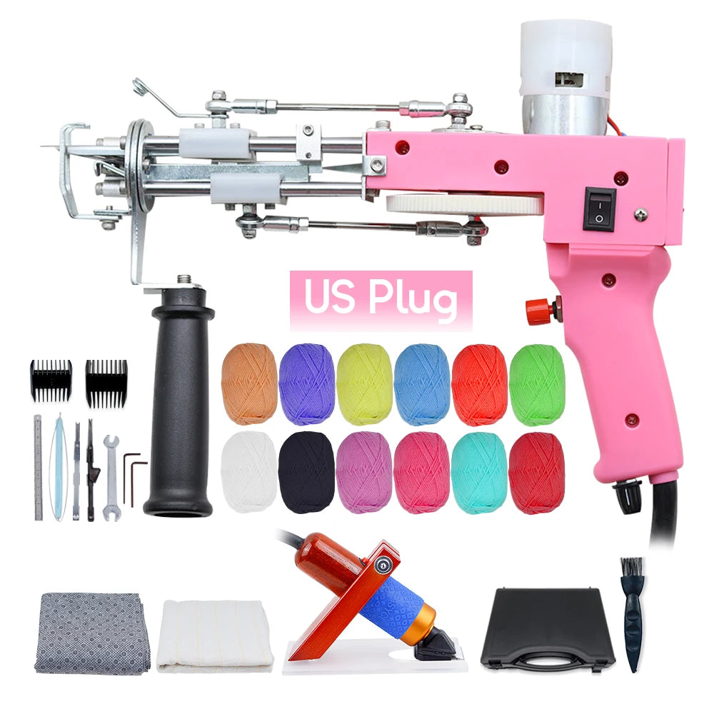 Electric Pink Tufting Gun – DIY Cut/Loop Pile Flocking Machine (100–240V)