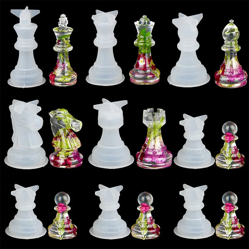 DIY 3D Chess Piece Silicone Mold for Crystal Epoxy Resin