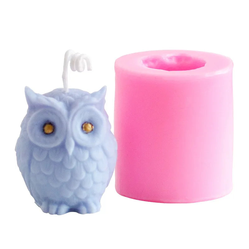 3D Owl Silicone Candle Mold Cute Animal Soap Plaster Resin