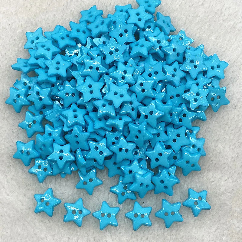 Five‑Pointed Star Resin Buttons – 12/15/20mm, Two‑Eye, Multicolor for Sewing & Scrapbooking