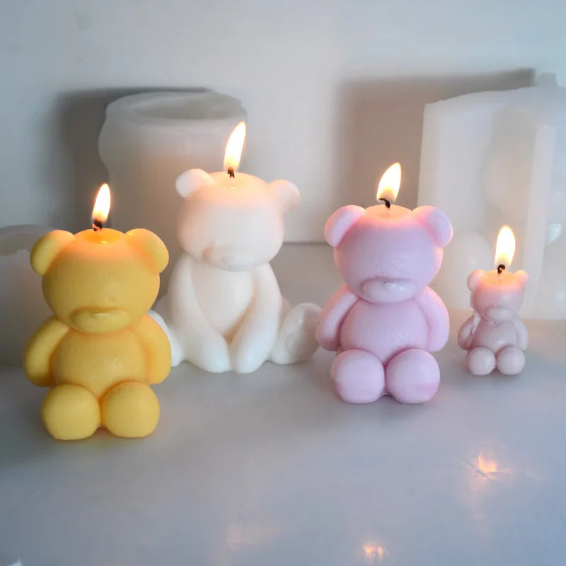 3D Bear Silicone Candle Mold DIY Soap Ice Cube Baking Birthday Gift