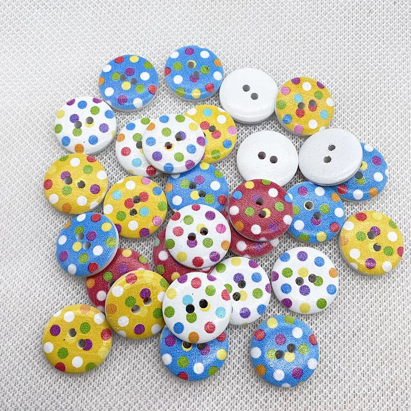 30-Pack Mixed Wood Buttons 15mm – Round & Monogrammed