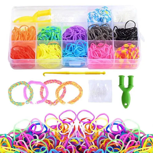 600Pcs Loom Rubber Bands Set 12 Colors DIY Bracelet Kit