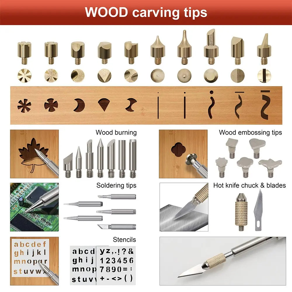 80W Engraving & Soldering Pen, Wood Burning Kit (28 Tips)