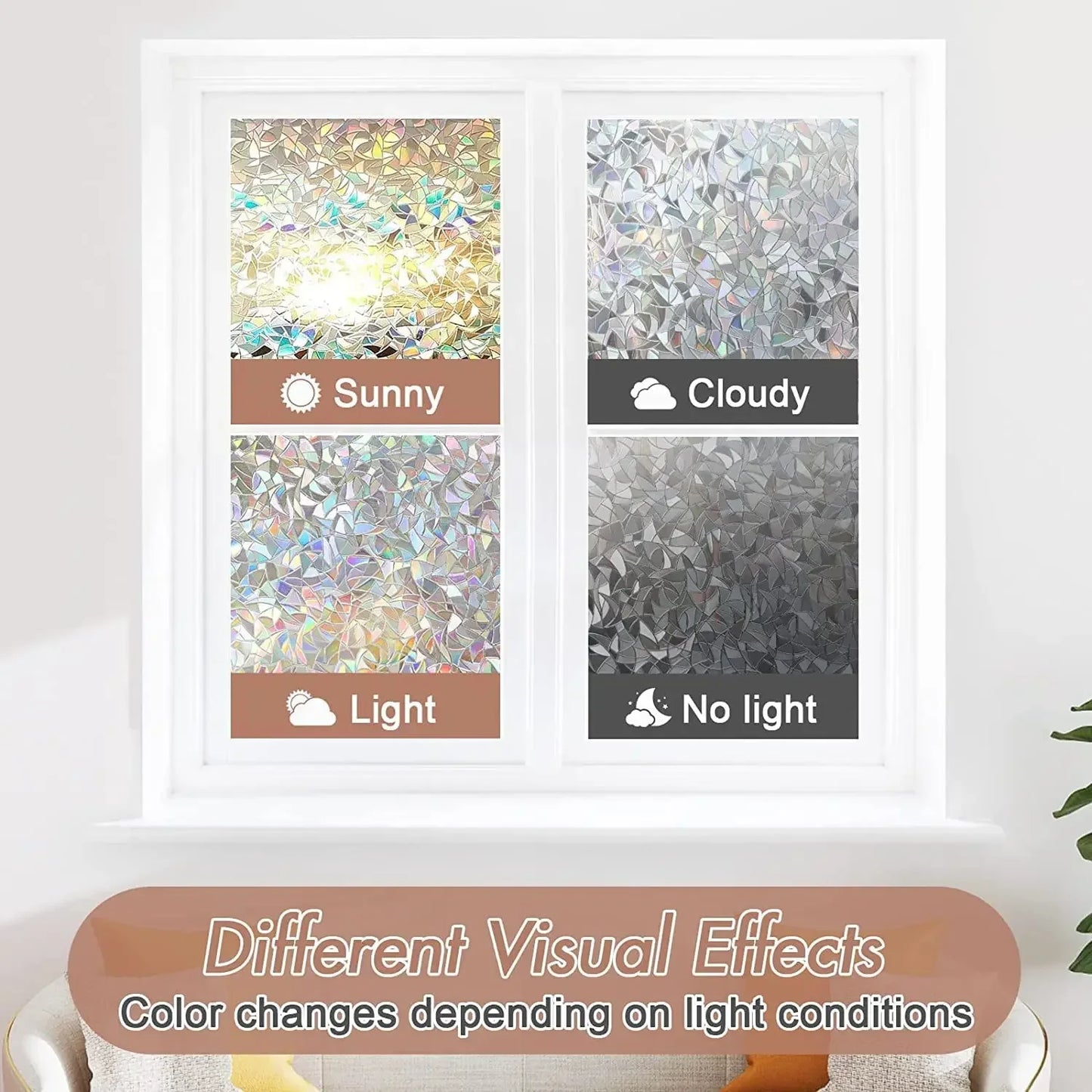 Rainbow Stained Glass Privacy Film – Static Cling & Removable