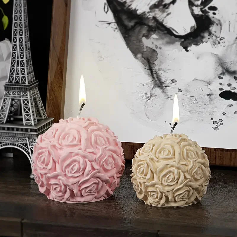 3D Rose Ball Candle Silicone Mold Valentine’s Flower Holder