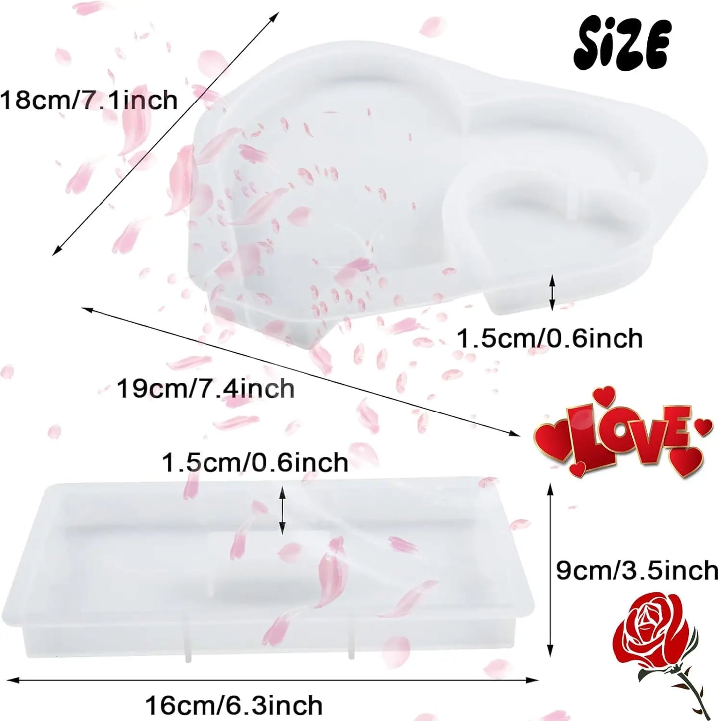 DIY Love Heart Silicone Mold for Crystal Epoxy Resin – Picture Frame & Pedestal