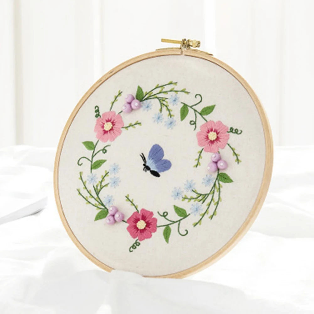 Embroidery Starter Kit – European Pattern, Cross Stitch & Hoops