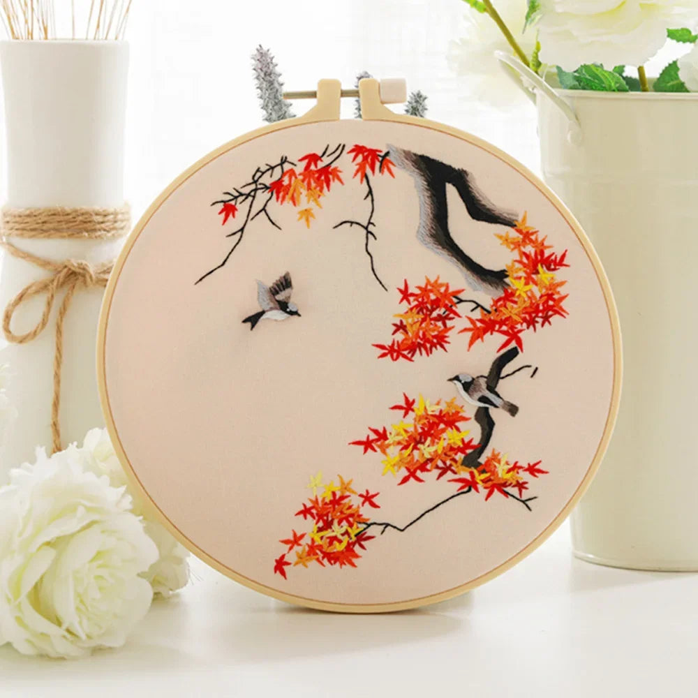 Birds Pattern Embroidery Kit for Beginners – DIY Cross Stitch Set