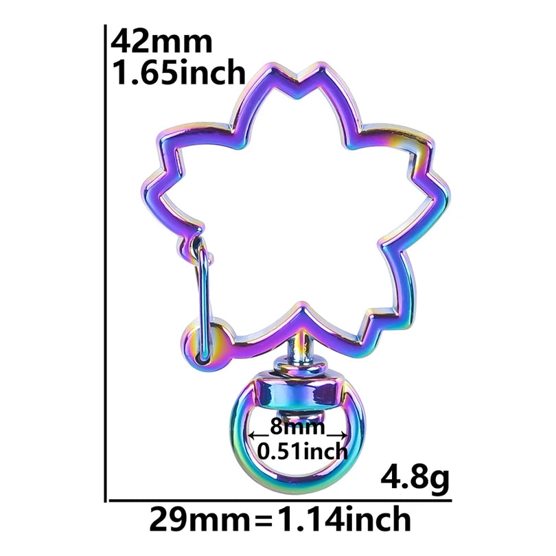 10-Pack Rainbow Charm Key Rings with Cat, Moon, Star & Heart