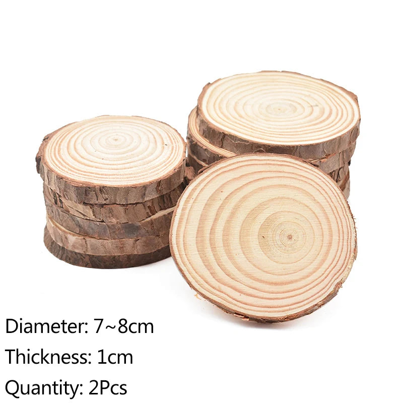 Natural Pine Wood Slices – 3–12cm Thick, Unfinished Round Discs with Bark for DIY Crafts & Rustic Decor