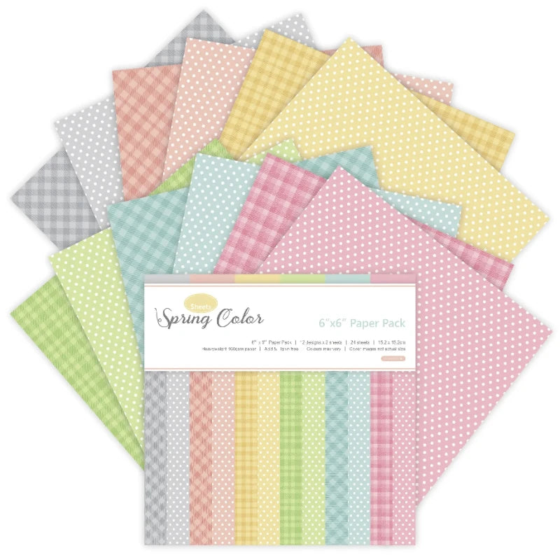 12 Sheets Spring Colors Craft Paper Pads Origami Scrapbooking Card Making