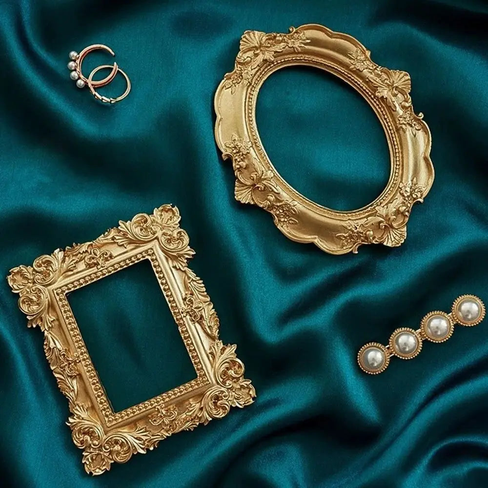 Golden Retro Photo Frame Victorian Jewelry Decor Photography