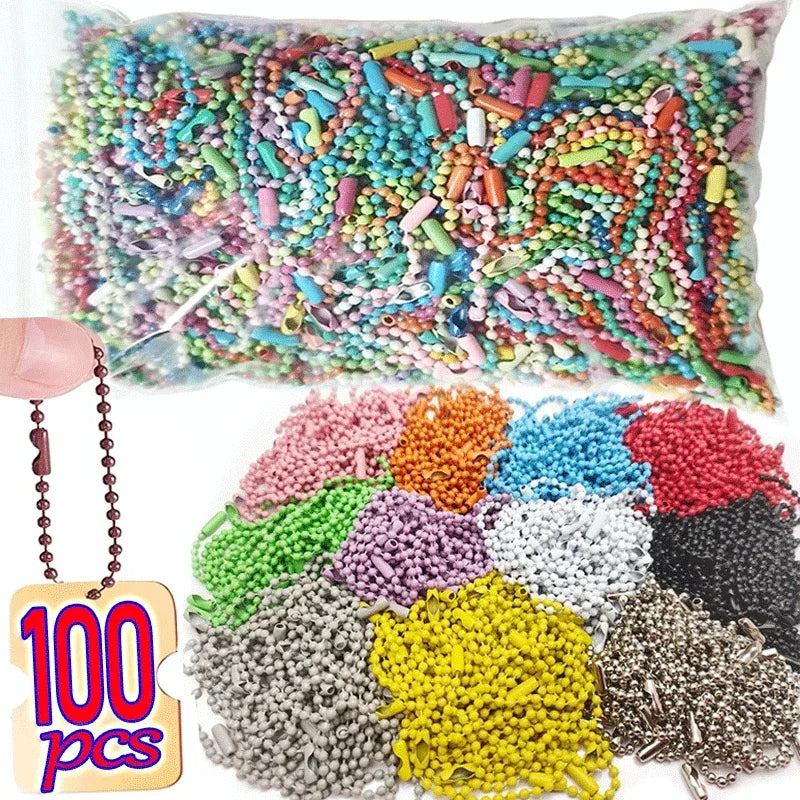 Ball Bead Chains for DIY Keychains & Jewelry – 10/100 pcs Connector for Bracelets