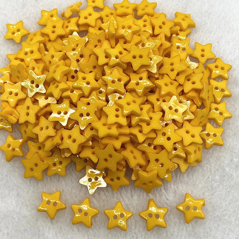 Five‑Pointed Star Resin Buttons – 12/15/20mm, Two‑Eye, Multicolor for Sewing & Scrapbooking