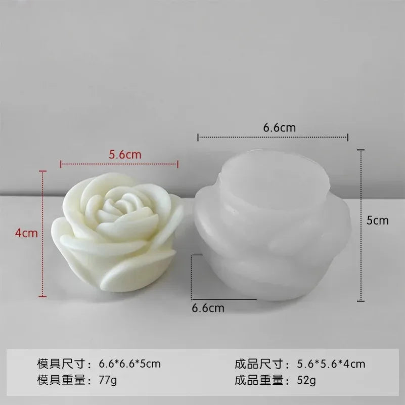 Valentine’s Day Rose Flower Silicone Candle Mold 3D Peony Soap