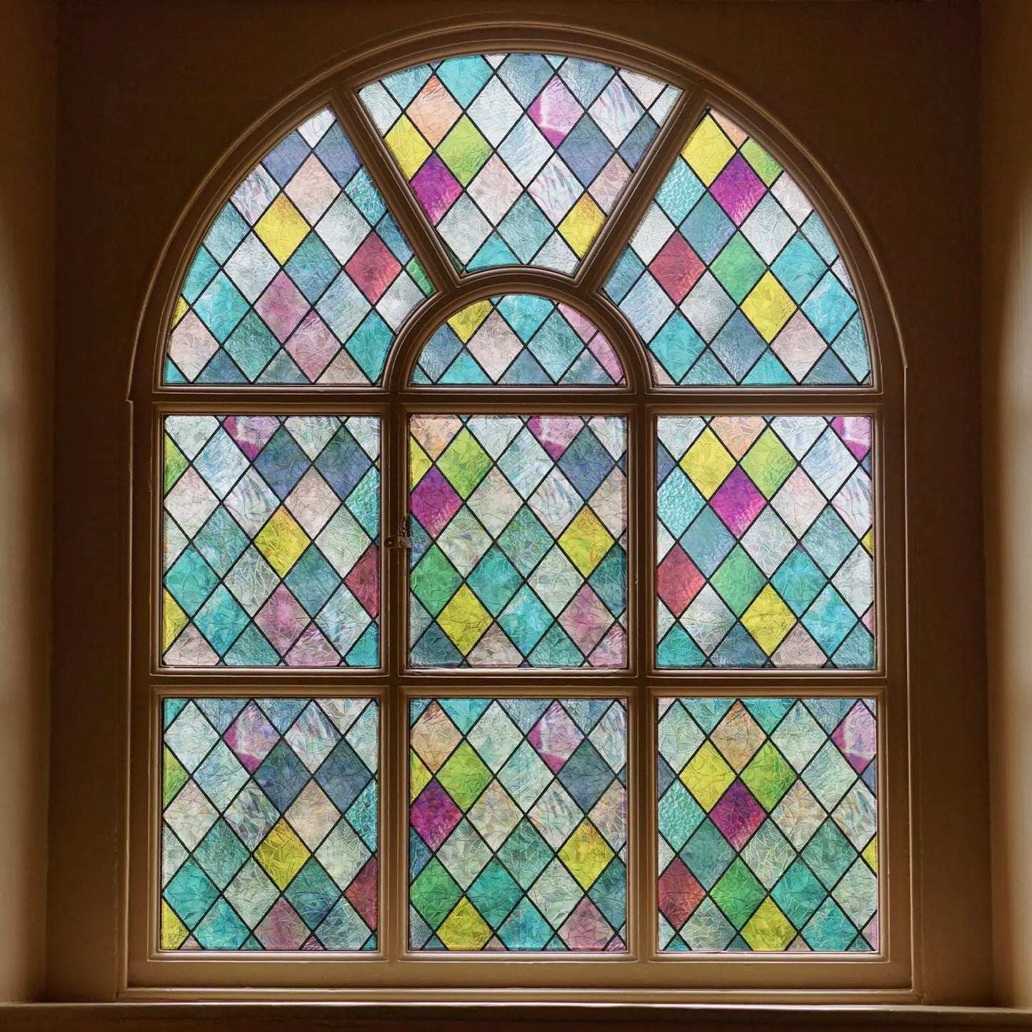 Colorful Stained Glass Window Film – Lattice Tint & Anti-UV