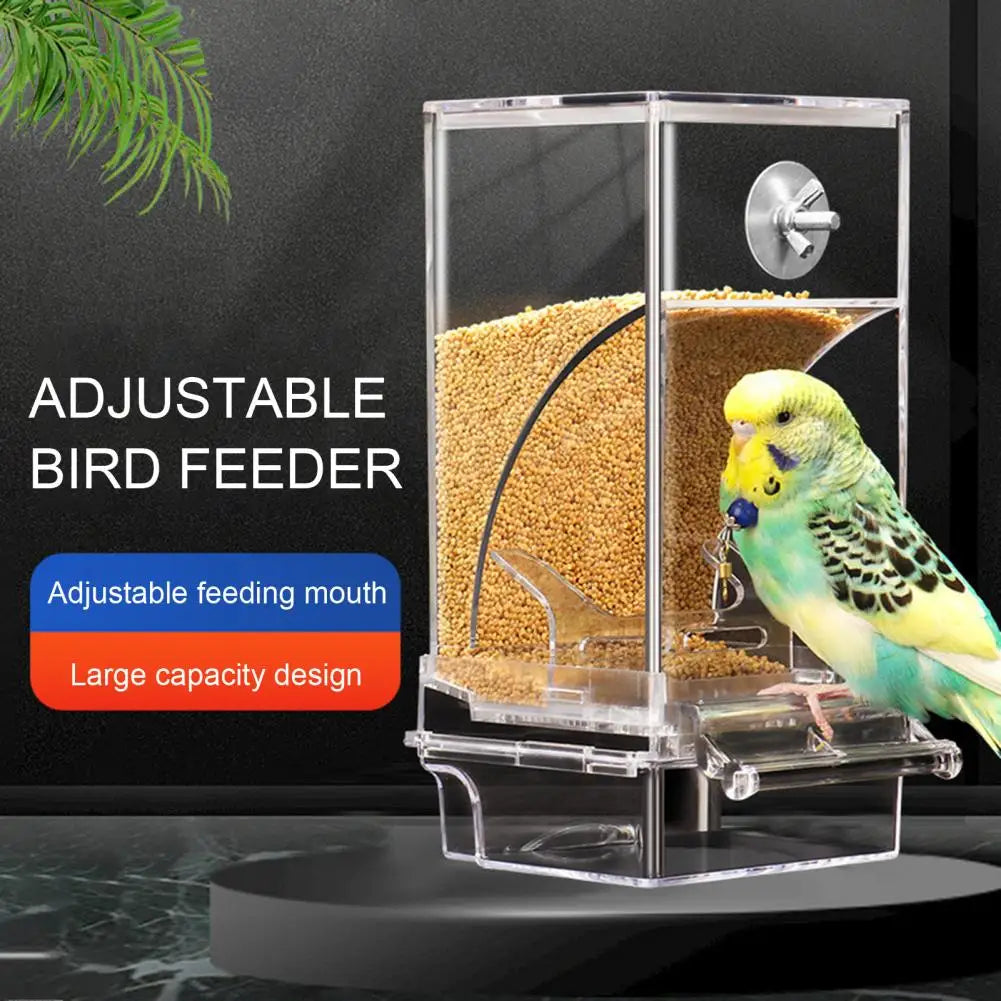 Adjustable Automatic Bird Feeder, Transparent Dispenser for Small Birds