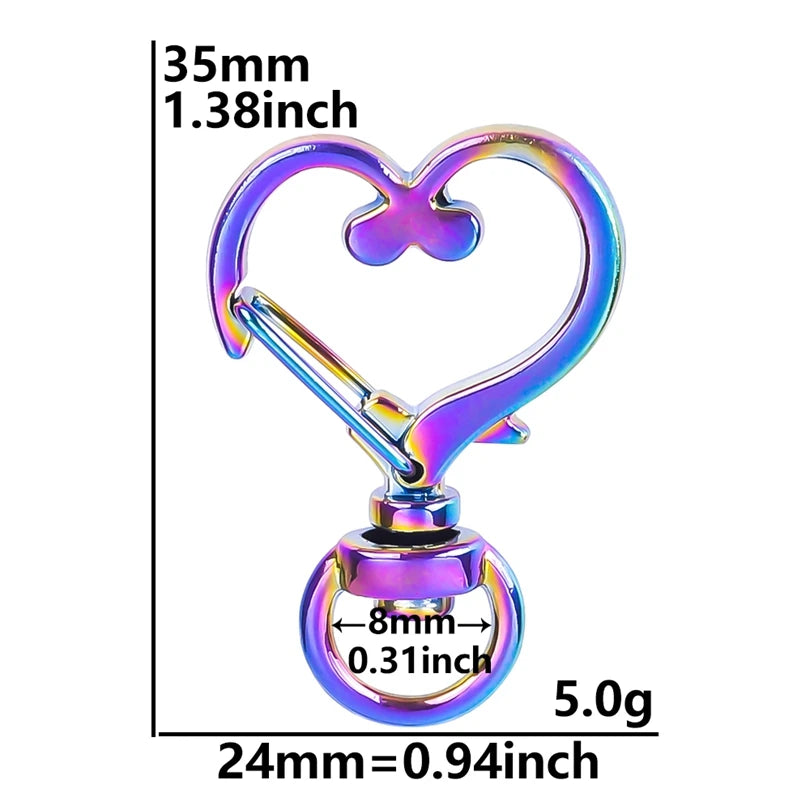 10-Pack Rainbow Charm Key Rings with Cat, Moon, Star & Heart