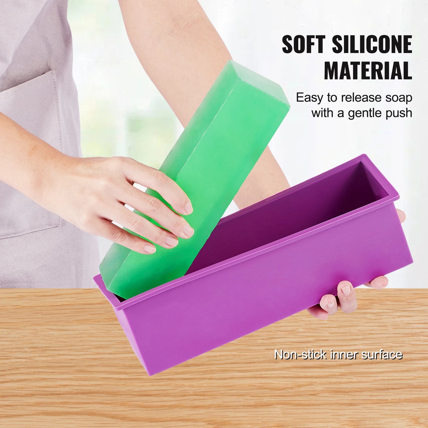 Soap Making Kit with Bamboo Cutting Box, Silicone Mold & Stainless Steel Cutters