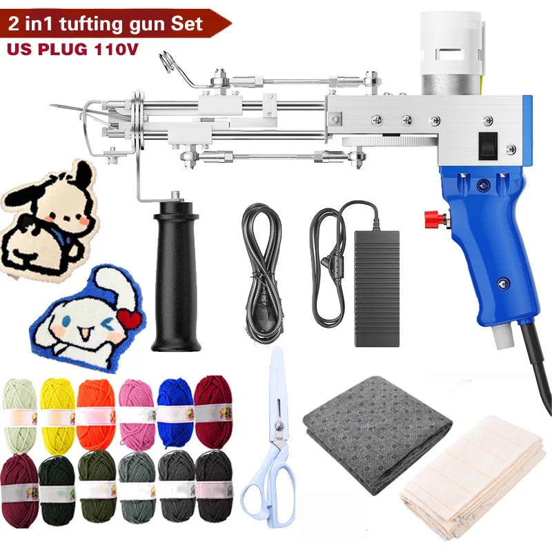 Upgraded 2-in-1 Tufting Gun – Cut/Loop Pile Rug Weaving Flocking Machine