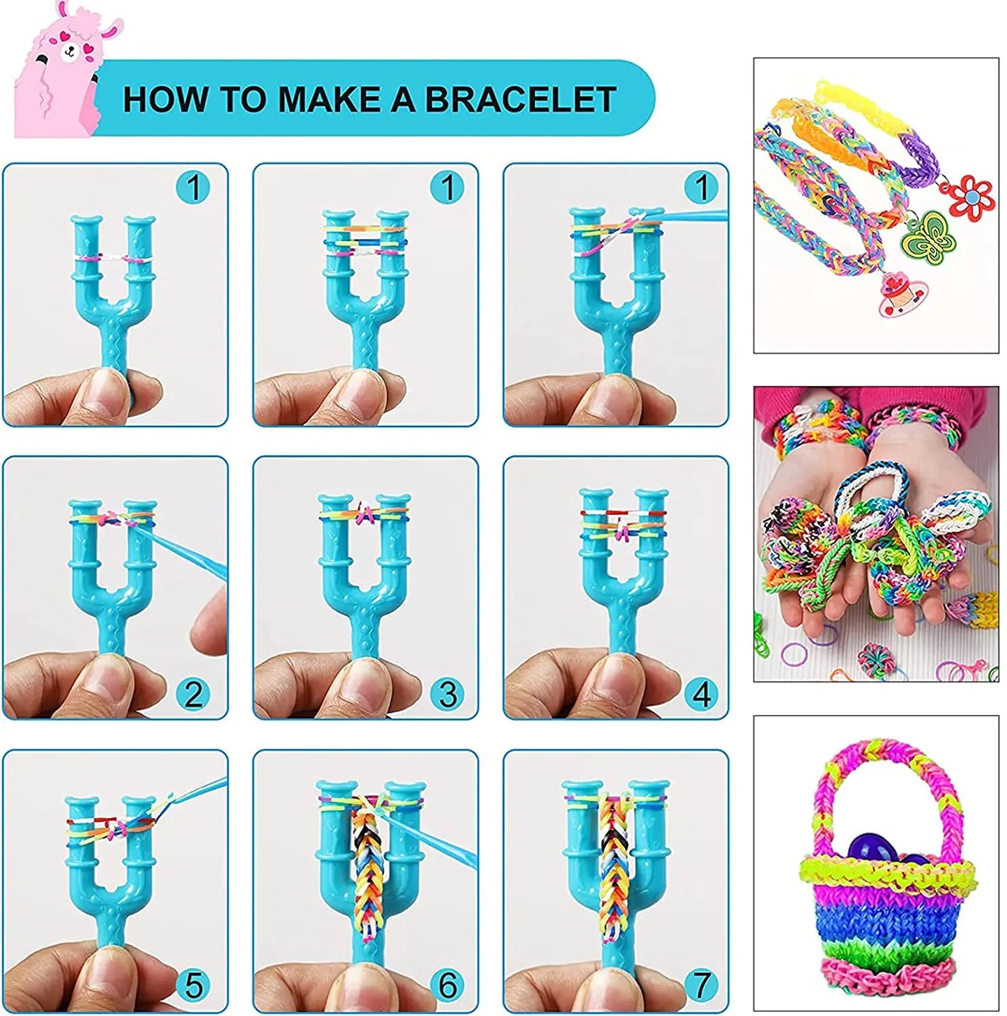 600Pcs Loom Rubber Bands Set 12 Colors DIY Bracelet Kit