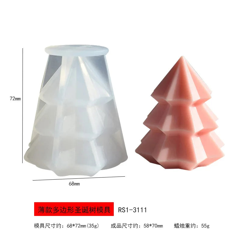 3D Christmas Tree Silicone Mold for Candle, Soap & Resin DIY