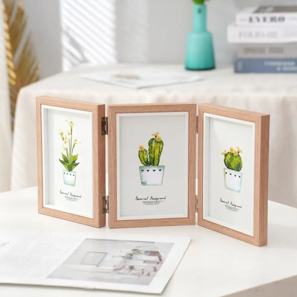 Creative Foldable Hinge Photo Frame 2/3/4/5 Linked Wooden