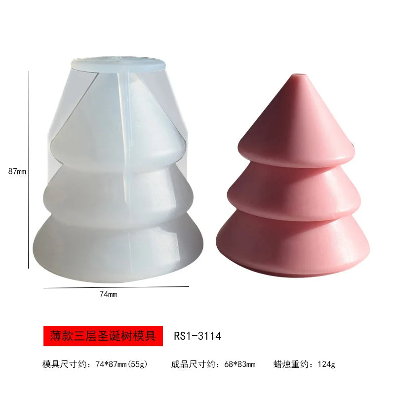 3D Christmas Tree Silicone Mold for Candle, Soap & Resin DIY