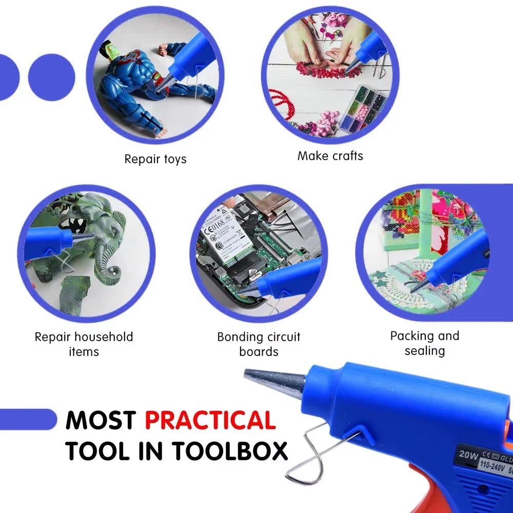 20W Hot Melt Glue Gun +10 Sticks DIY Household Industrial Crafts