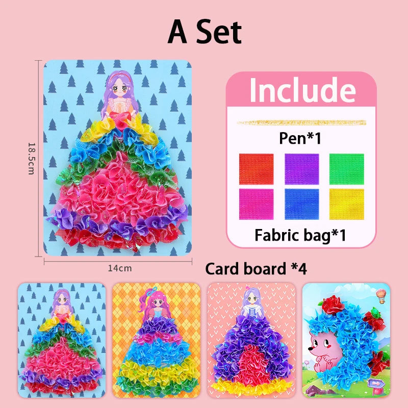 Puzzle Puncture Painting Boards Kids DIY Princess/Hedgehog/Peacock