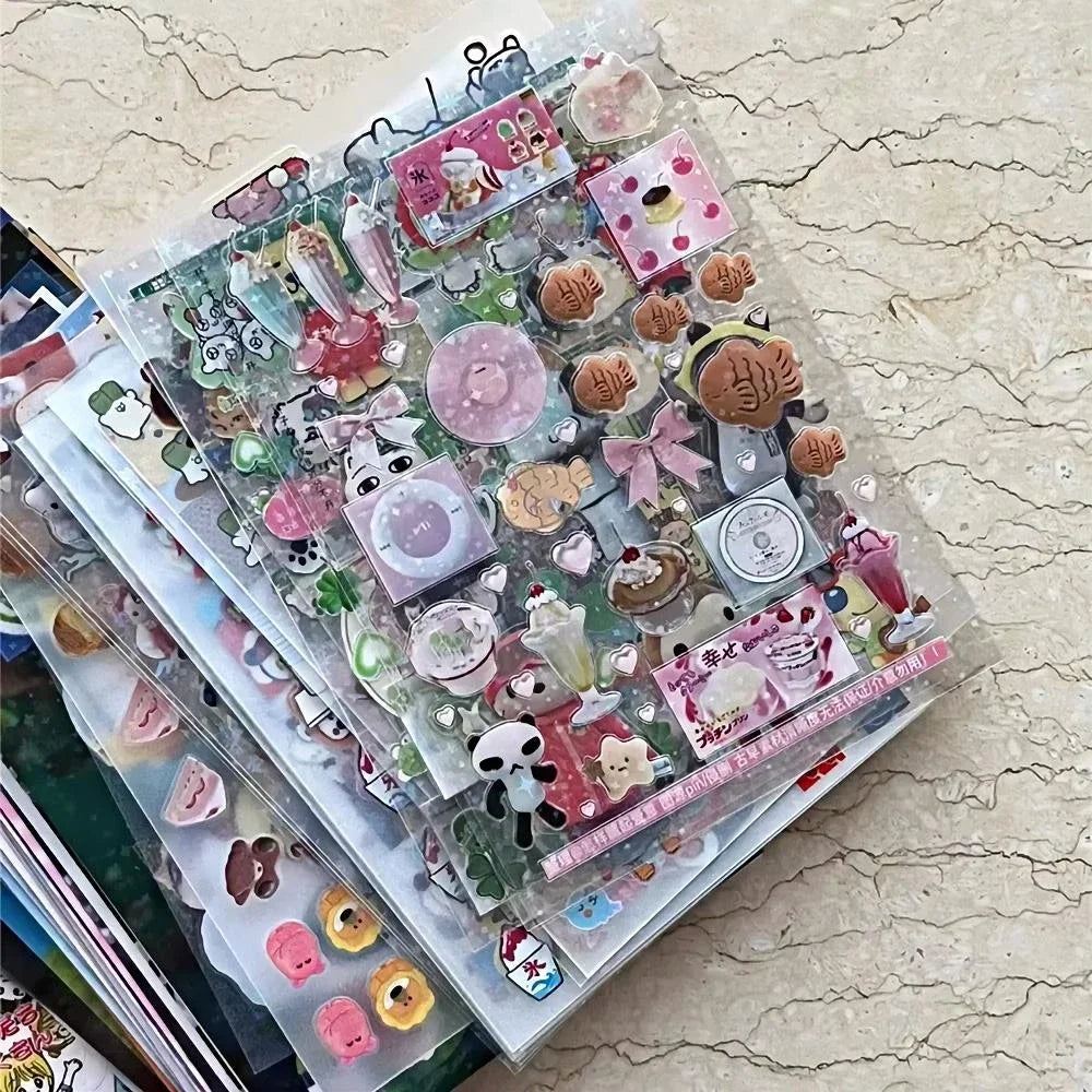 10Pcs Glitter Transparent PET Stickers Toploader Scrapbooking Kawaii Journal