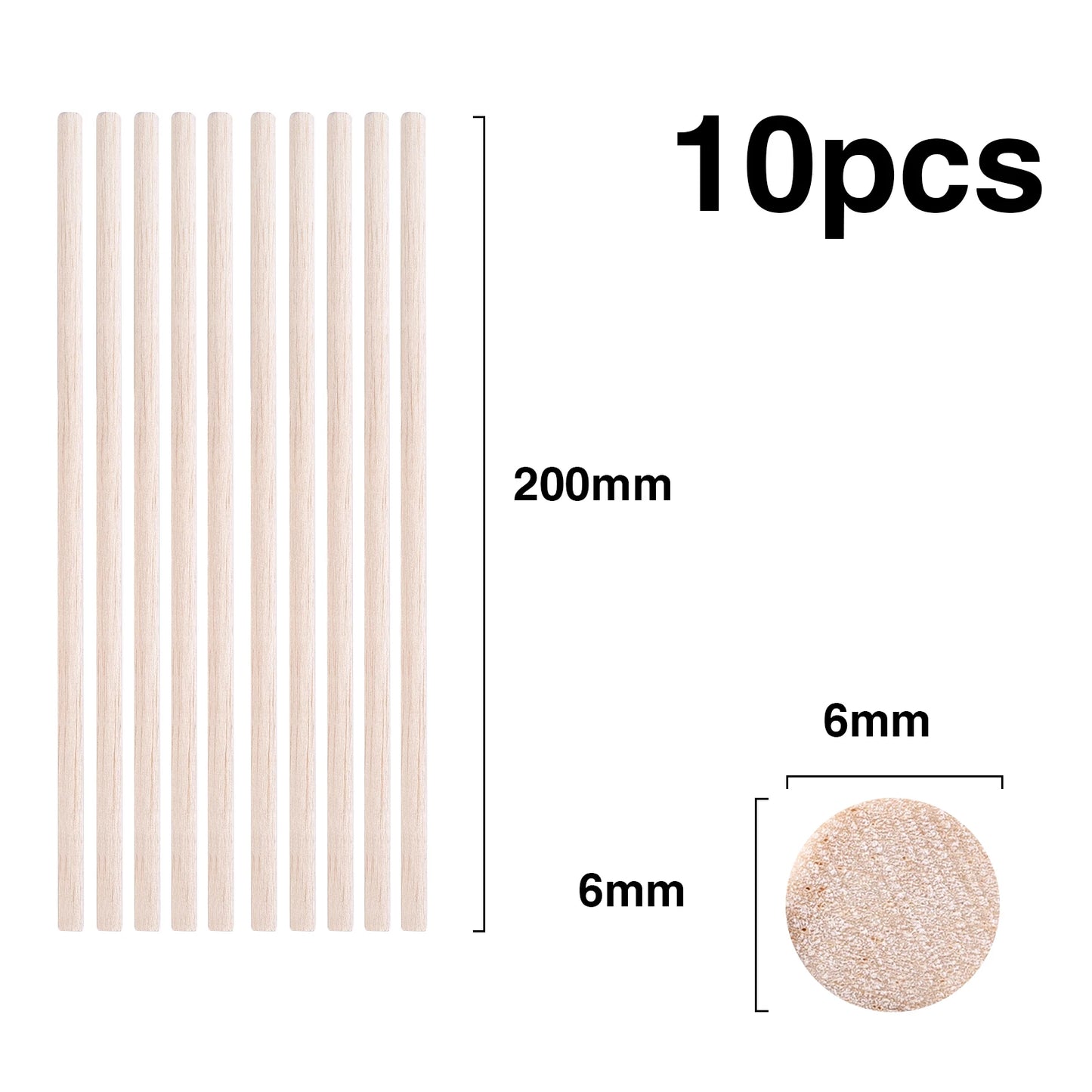 Balsa Wood Round Sticks – 3–30 pcs/Lot, 3–12mm Diameter, 10–50cm Length for Model Building