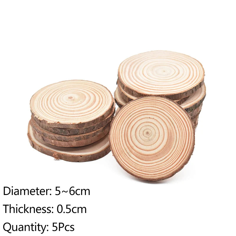 Natural Pine Wood Slices – 3–12cm Thick, Unfinished Round Discs with Bark for DIY Crafts & Rustic Decor