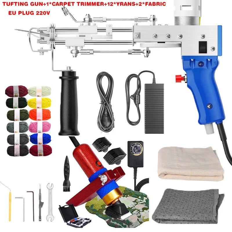 Upgraded 2-in-1 Tufting Gun – Cut/Loop Pile Rug Weaving Flocking Machine