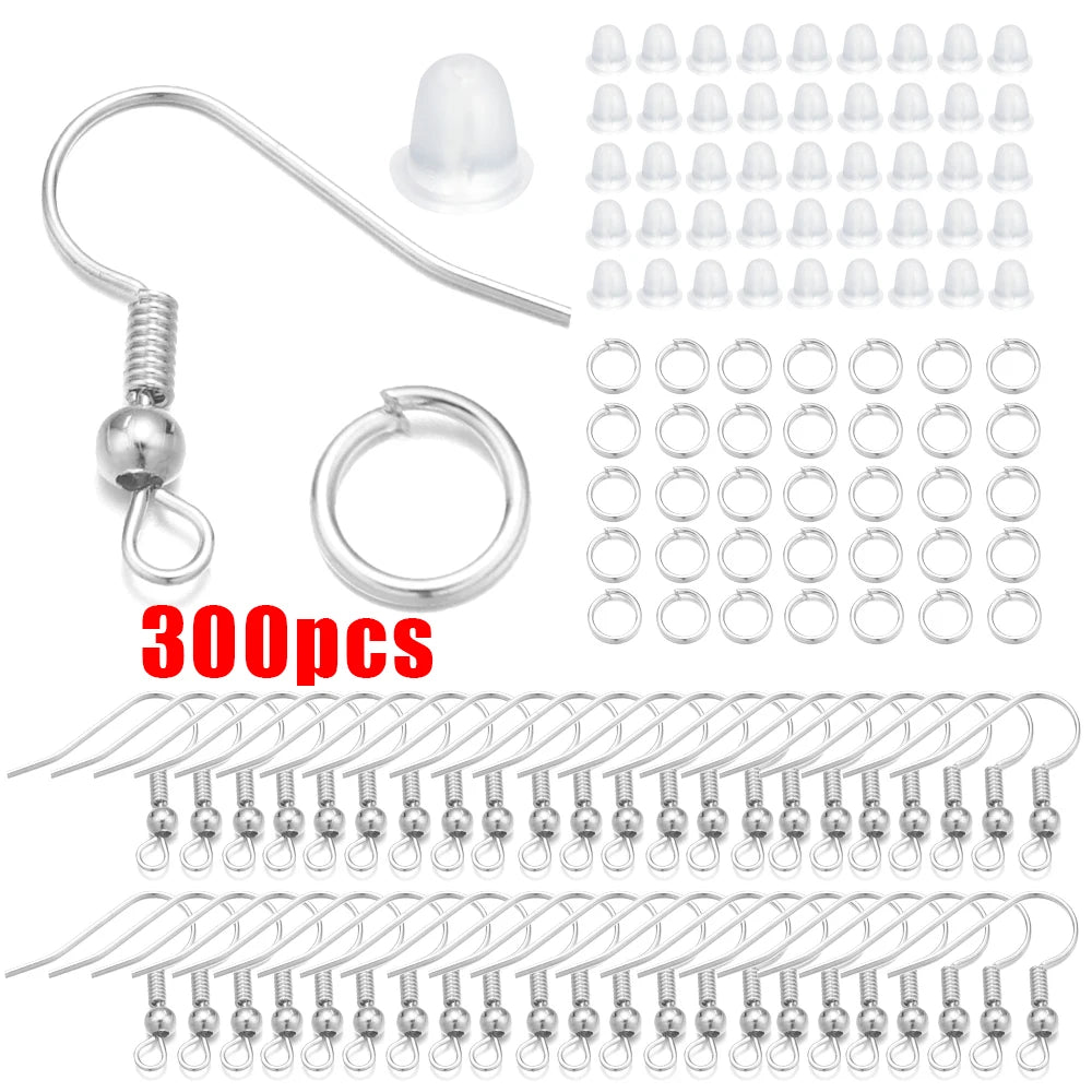 300-Pack Hypoallergenic Earring Hook Kit with Multicolor Wires & Jump Rings