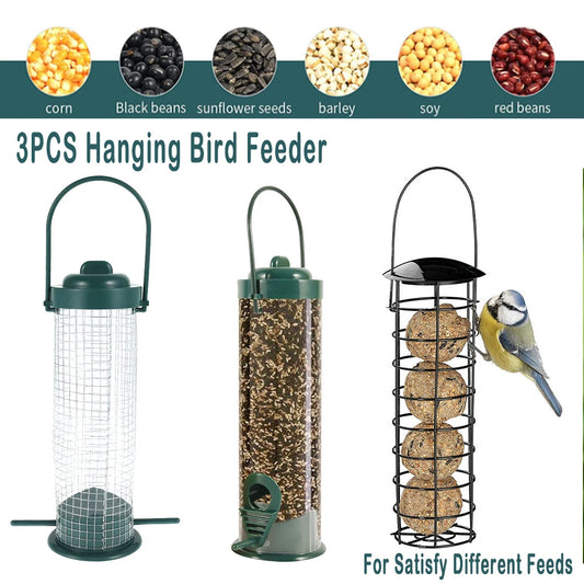 3‑Pack Transparent Hanging Bird Feeder, Garden Patio Feeding Station